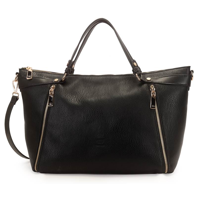 Bolsa tote feminina preta WJ com alça removível para uso transversal